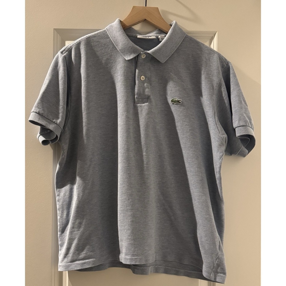 Lacoste Polo Shirt Mens XXL Light Blue Classic Fit Cotton Crocodile Logo Preppy